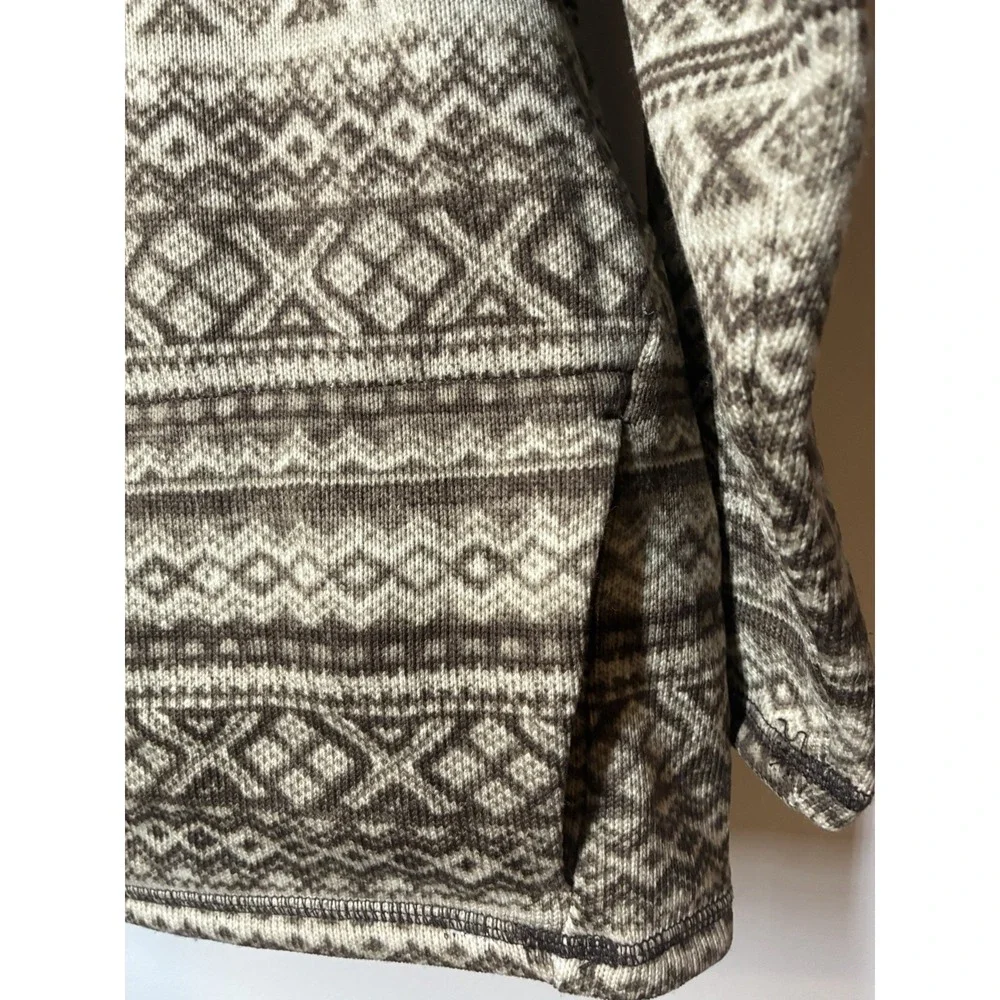 Lauren Ralph Lauren Active Fair Isle Fleece Hoodie Brown Cream Plus Size 1X